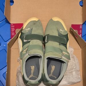 Puma Green, Yellow And White Cycling Inspired Sneakers